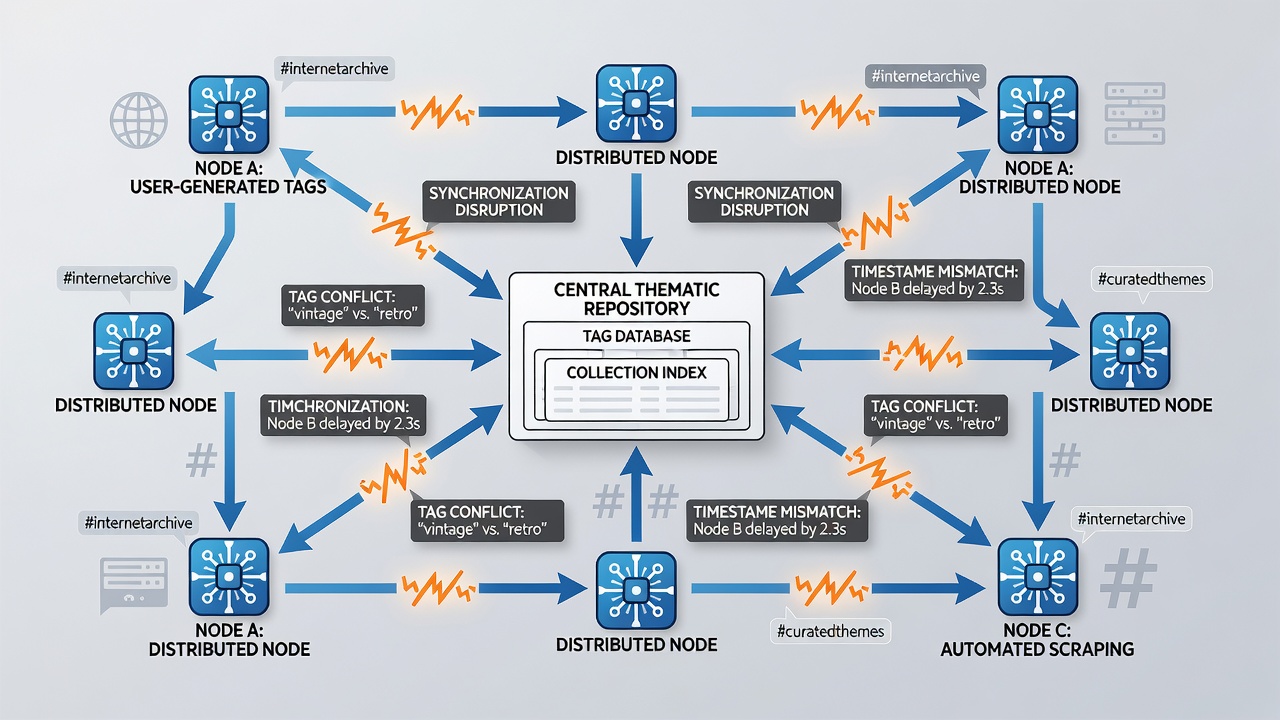 Visualization of tag conflict resolution processes in distributed systems handling thematic internet collections